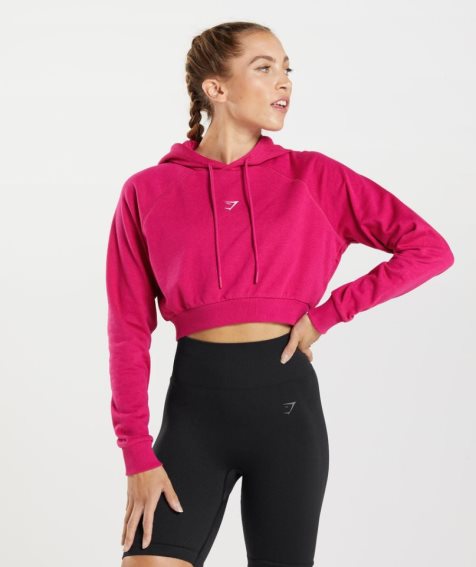 Women's Gymshark Training Cropped Hoodie Fuchsia | CA 7361D0